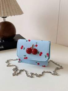 1个PU磁扣时尚个性化甜樱桃迷你方包，可爱零钱包，韩式小众美学链条单肩斜挎包，多种颜色可选，适合日常购物、旅行和聚会使用 - 迷你櫻桃包 - 查看 13