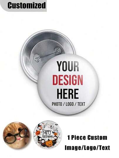 Insignia de botón personalizada - Varios tamaños - Cualquier texto, foto o imagen - Insignia de botón de pasador personalizada - Promocional Trabajo Cumpleaños Fiesta de Navidad Regalo de moda, colorido, adorable, contratado, lindo para bodas