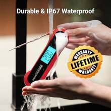 Termómetro profesional 3 veces más rápido de lectura instantánea de 0,5 segundos, digital, precisión ± 0,5 °F, resistente agua IP67, visualización de encendido automático/sueño y rotación,(Rojo & negro) - Tipo 1 - Ver 5