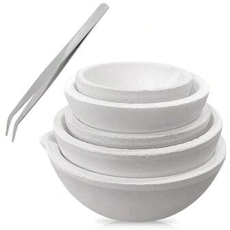 5 Styles Metal Melting Pot With Tweezers, Ceramic Quartz Melting Kit For Jewelry Refining, Suitable For Gold, Silver, Brass Alloy, Jewelry Casting Tools