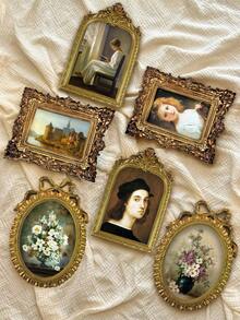 1个复古欧式树脂相框，可选尺寸4x6、5x7、6x8，复洛克风格设计，可放置于桌面或悬挂于墙面，古董家居装饰、圣诞装饰、结婚礼物、优雅经典装饰、复古画廊相框、质朴迷人的照片展示 - 彩色 - 查看 5