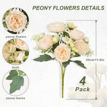 1/80PCS Artificial Flowers Silk Peony Bridal Bouquet Fake Roses Hydrangea For Autumn Decorations Wedding Vase For Home Dining Room Bedroom Decorations,Festival Birthday Party Accessories, Outdoor Garden Decorations,Autumn Home Decor,Bedroom Decor