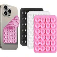 Double-Sided Silicone Phone Grip Handle, Suction Cup Phone Case Stand, Hands-Free Sticky Phone Holder, Suitable For Selfie And Video, Phone Finger Grip Stand, Wall Mounted, Car Mount, Applicable For Home, Office, Bathroom, Kitchen, Easy To Clean, No Trace, Soft Touch, Reusable Phone Accessory