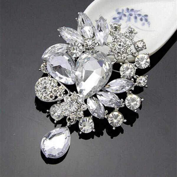 Shining Temperament Big Glass Crystal Pendant Brooch Brooch Collar Pin Jewelry