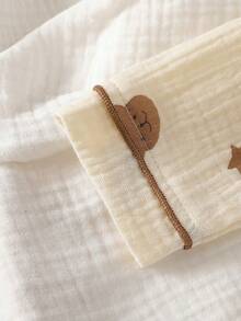 2pcs Newborn Baby Cute Bear Cotton Crepe Collar Long Sleeve Top And Bear Crepe Pants Set - Apricot - View 5