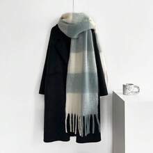 1 bufanda de crin de caballo de color nuevo, bufanda de malla gruesa de alta calidad y estilo moderno, estilo europeo-americano. - gris - Ver 3