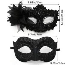 2pcs Lace Couple Masks, Masquerade Ball Masks, Bridal Costume Eye Masks, Venetian Party Masks, Suitable For Valentine's Day, Christmas, New Year Party, Costume Party (Includes Artificial Feathers) - Multicolor - View 9