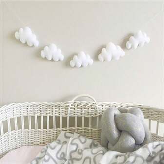 5pcs/Set Nordic Felt Cloud Wall Hanging Decor, Suitable For Children's Room, Baby Crib, Tent, Room Decoration, Christmas, Thanksgiving