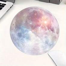 1 Purple Marble Moon Cute Mouse Pad, Office Desk Circular Mouse Pad, Small Mini Travel Mouse Pad With Anti Slip Rubber Base, 7.87 Inch Diameter Suitable For Work Wireless Computer Laptop, Office Desk Accessory Single 47g - Multicolor - View 6