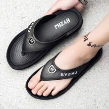 Men's Thick Sole Leather Outdoor Slippers, Retro Soft Bottom Beach Flip Flops - Dark Grey - View 6