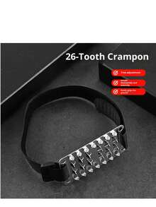 1 paire de crampons à glace faciles à utiliser pour l'extérieur avec 26 dents, couvre-chaussures anti-dérapants pour la neige, avec boucle et crochet, crampons à glace en acier inoxydable, disponibles en plusieurs tailles - Multicolore - Voir 6