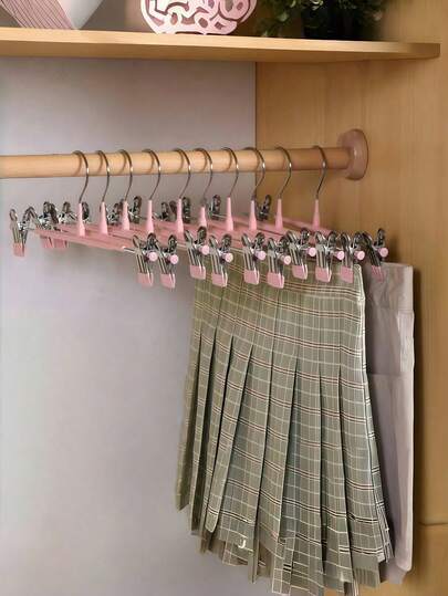 10PCS No Trace Plastic Coated Stainless Steel Pants Hangers Adjustable Non Slip Clips For Trousers Skirts Clothes Organizer Wardrobe Storage Home