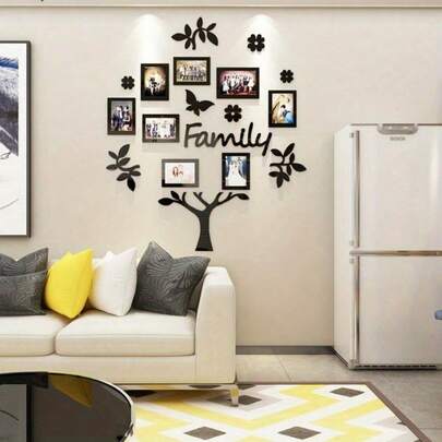 1 Set 3D Creative Home Decoration Photo Frame Tree Wall Sticker Living Room Bedroom Acrylic Stickers