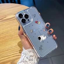 Funda creativa para teléfono 1 pieza de funda transparente a prueba de golpes diseñada con un patrón de astronauta espacial, compatible con los modelos de  11, 12, 13, 14, 15, 16, XS, XR, X, 7, 8, 12, 13 Mini Plus Pro Max SE Series, lo que la convierte en un gran regalo para una novia, novio, amigo, o incluso como una funda suave a prueba de golpes para chicas y mujeres. - 1 pieza - Ver 7