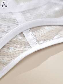 3件套性感蕾丝女士丁字裤，浪漫蕾丝波点内裤，性感交叉绑带舒适内衣 - 彩色 - 查看 8
