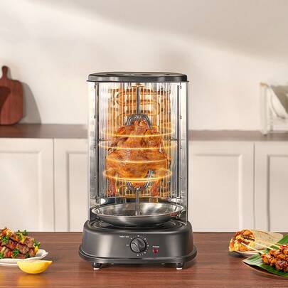 Shawarma Grill Machine, Vertical Chicken Shawarma Cooker Machine Countertop, Electric Stainless Steel Broiler Gyro Rotisserie Oven Doner Kebab Machine, For Home Restaurant Kitchen Parties