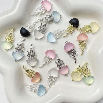 5pcs/Pack Indie Design Iridescent Jellyfish Series Pendant Necklace Bracelet DIY Craft Supplies
