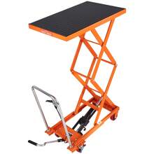 Mesa elevadora hidráulica , capacidad de 150 kg, altura de elevación de 127 cm, mesa elevadora manual de doble tijera con 4 ruedas y almohadilla antideslizante, ideal para manipulación y transporte de materiales. - 127 centímetros - Ver 8