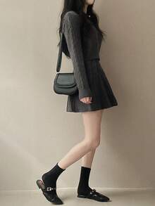 Women Sweater Co-Ords - Dark Grey - View 3