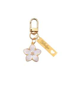 1个定制金属樱花钥匙扣，个性化不锈钢钥匙圈，可刻字，时尚复古，简约独特，秋季新款设计，男女通用，轻巧优雅的樱花造型，带吊牌，适合挂在包包、车钥匙上，情侣及节日礼物之选，精致浪漫