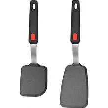 2 Pack Silicone Spatula Turner 600F Heat Resistant Kitchen Spatula Set For Nonstick Cookware Cooking Utensil Set For Egg Pancake Flipper/Heat Resistant Silicone Grip - 黑色 - 查看 1