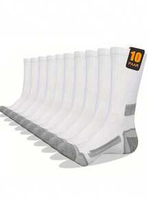 10 Pairs Men's Long Socks, Autumn/Winter Sports Crew Socks - Multicolor - View 2