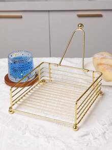 Scandinavian Metal Napkin Holder, Iron Tissue Dispenser Stand For Kitchen, Dining Table, Cafe & Restaurant Use - Gold - View 9