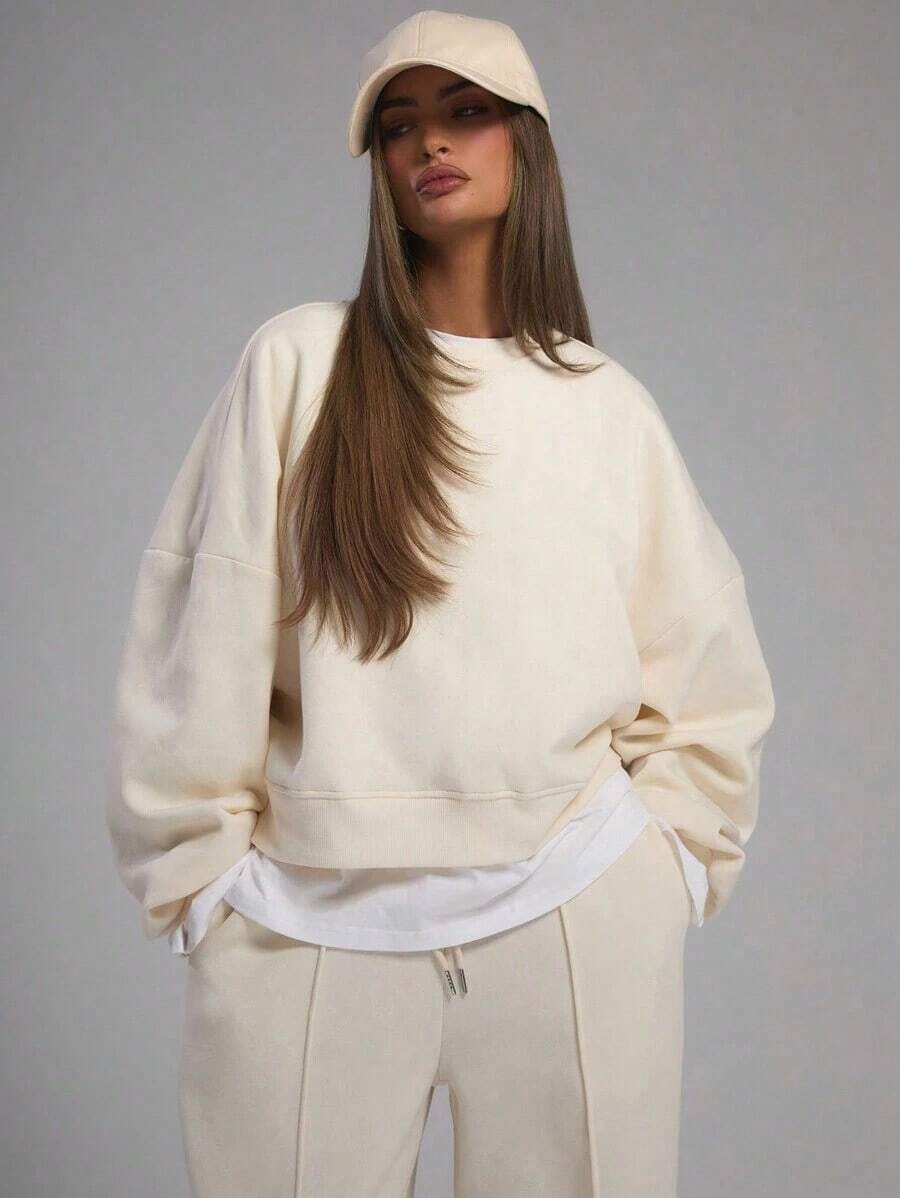 Hoodies For WomenMUSERA Oversized Cropped Sweatshirt Long Sleeve Relaxed Fit Back To School Autumn Winter Cosy Fall Christmas Cute Casual Everyday Capsule Wardrobe Y2K StreetwearLoose And Comfortableed Hardy Clothes Tops - trắng - Xem 1
