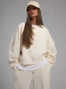 Hoodies For WomenMUSERA Oversized Cropped Sweatshirt Long Sleeve Relaxed Fit Back To School Autumn Winter Cosy Fall Christmas Cute Casual Everyday Capsule Wardrobe Y2K StreetwearLoose And Comfortableed Hardy Clothes Tops - trắng - Xem 6