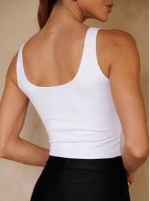 Women's K2B Polyamide Cropped Top Tank Top With Wide Straps In Simple Colors - White - View 3