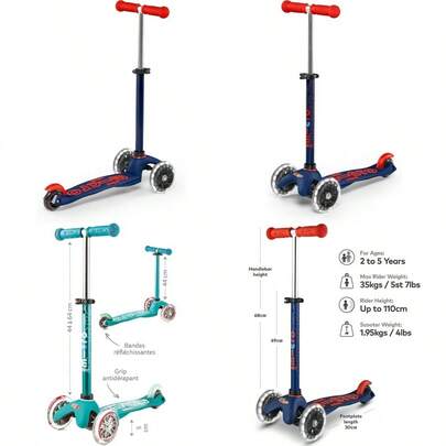 Kickboard Mini DeluxeLED Dreirad LeantoSteer Swiss Designed Roller Bewegungsaktivierte Leuchtrollen Kleinkinder And Kinder Alter