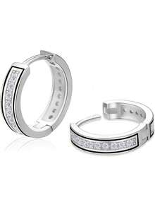 KRKC&CO Aretes Hombre de Oro, Aretes de Cruz, Arracadas de Plata S925 Oro Blanco, 15mm Pendientes, Regalos Dia Del Padre, Joyería de Mujer y Hombres,26730235 - Gris Oscuro - Ver 1