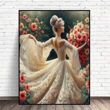 Kit de pintura com diamantes em acrílico (1 peça), padrão artístico elegante, cobertura completa, ideal para adultos, decoração para quarto, corredor, escritório e banheiro. Atividade artesanal fácil de fazer você mesmo. Presente perfeito. Moldura não inclusa.