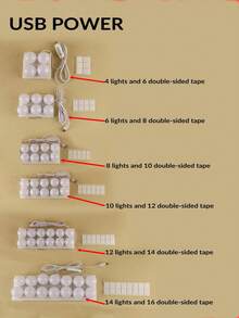 LED Makeup Mirror Light, 3 Lighting Adjustment Modes, High Brightness LED Light, USB Powered, Suitable For Makeup Mirror Or Vanity Table Auxiliary Lighting LED Decorative Light (Mirror Not Included) - Multicolor - View 12