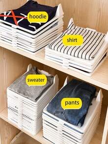 1pc Stacking Clothes Storage Artifact Slouchy Stacking Board Sweater Folding Board T-Shirt Shirt Sorting Pajama Cabinet Classification - Multicolor - View 4