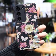 Encantador diseño floral en funda para teléfono  Galaxy S25 Ultra/S24 PLUS/S23+/S22/S21 Series, presenta diseño resistente a impactos, antideslizante, ligero, nuevo estilo de moda y carcasa suave de TPU premium. - Colores mixtos - Ver 4