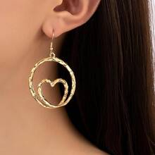 1 Pair Minimalist Heart Shaped Earrings For Women - Yellow Gold - View 1