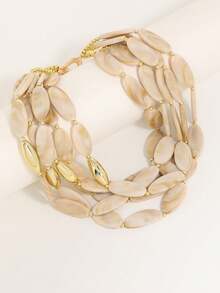 1件复古撞色多层椭圆珠项链，夸张个性化多层颈链，时尚吸睛配饰 - 彩色 - 查看 10