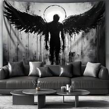 1 Piece Extra Large Black Angel Landscape Tapestry - Premium Polyester Fiber High-Definition Digital Printing, Soft Texture Art Decoration, Suitable For Living Room, Bedroom, Home Office, Angel Theme, Strong Visual Impact, Durable Material, Modern Home Decor Painting - Nhiều màu - Xem 2