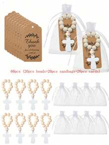 30 piezas/paquete 10 sets de regalo de para adultos con cruz y cuentas, incluye cuentas con forma de cruz, tarjetas de agradecimiento y bolsas de regalo, set de recuerdos para bautizo, primera comunión, confirmación, despedida de soltera, boda, reunión de agradecimiento, suministros y recuerdos para fiestas (3 piezas/15 piezas/30 piezas) - Multicolor - Ver 10