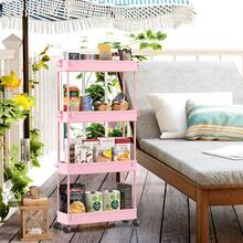 4-Tier Slim Rolling Storage Cart Storage Cart Organizer Rolling Utility Cart, Mobile Shelving Unit Slide Out Storage Shelves For Kitchen Living Room Bathroom Laundry Room & Dressers Outdoor Decor - 粉色 - 查看 3