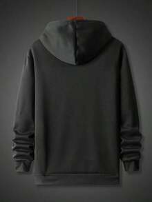 Hombre santa basketball sudadera con capucha - sudadera casual con bolsillo canguro, manga larga, mezcla de poliéster - perfecto para otoño-invierno - Negro - Ver 2