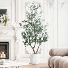 LEMEGO Upgraded Olive Tree Artificial Plants 6ft 7ft Faux Olive Trees With 3 Branches And Lifelike Fruits Outdoor Indoor Realistic Potted Plant For Mordern Home Office Living Room Decor - 綠色 - 查看 7
