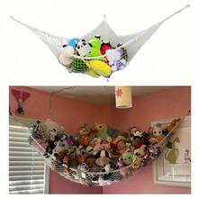 Toy Storage Hammock Net, Bohemian Style Corner Hanging Net Rack With Hooks, Plush Toy Corner Decoration Hammock Net - Hanging Plush Toy Storage Rack, Large Room Decoration, Thanksgiving Decoration, Home, Life, Home Decoration, Hanging Display Rack - Multicolor - View 4