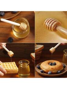 20pcs Mini Wooden Honey Spoon, Honey Long Handle Wooden, Bar, Honey Jar Supplies, Milk Tea Mixing Stick, Dessert Tools, Kitchen Gadget - Wood Color - View 5