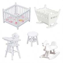 1 bộ đồ nội thất thu nhỏ nhà búp bê tỷ lệ 1:12, cũi trẻ em, ngựa bập bênh màu trắng, ghế ăn, ghế đẩu, đồ trang trí Lễ Tạ ơn - Nhiều màu - Xem 18