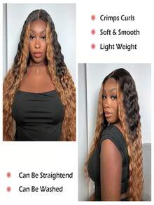 250 Density Highlight Brown Ombre Colored Deep Wave High Density 13X4 HD Transparent Lace Front Wig Deep Curly Brown Colored Remy Lace Frontal Human Hair Wigs Knots Bleached Pre Plucked With Baby Hair Wavy Loose Deep Wave Glueeless Wigs - Bắt nguồn từ & Ombre - Xem 5