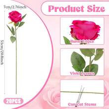 100pcs Artificial Rose Flowers, Red Rose, Fake Roses, Suitable For DIY Wedding Bouquets, Tabletop Decor, Bridal Shower, Valentine's Day Decoration, Baby Shower, Home Decor, Indoor & Outdoor Decoration - Hot Pink - View 5