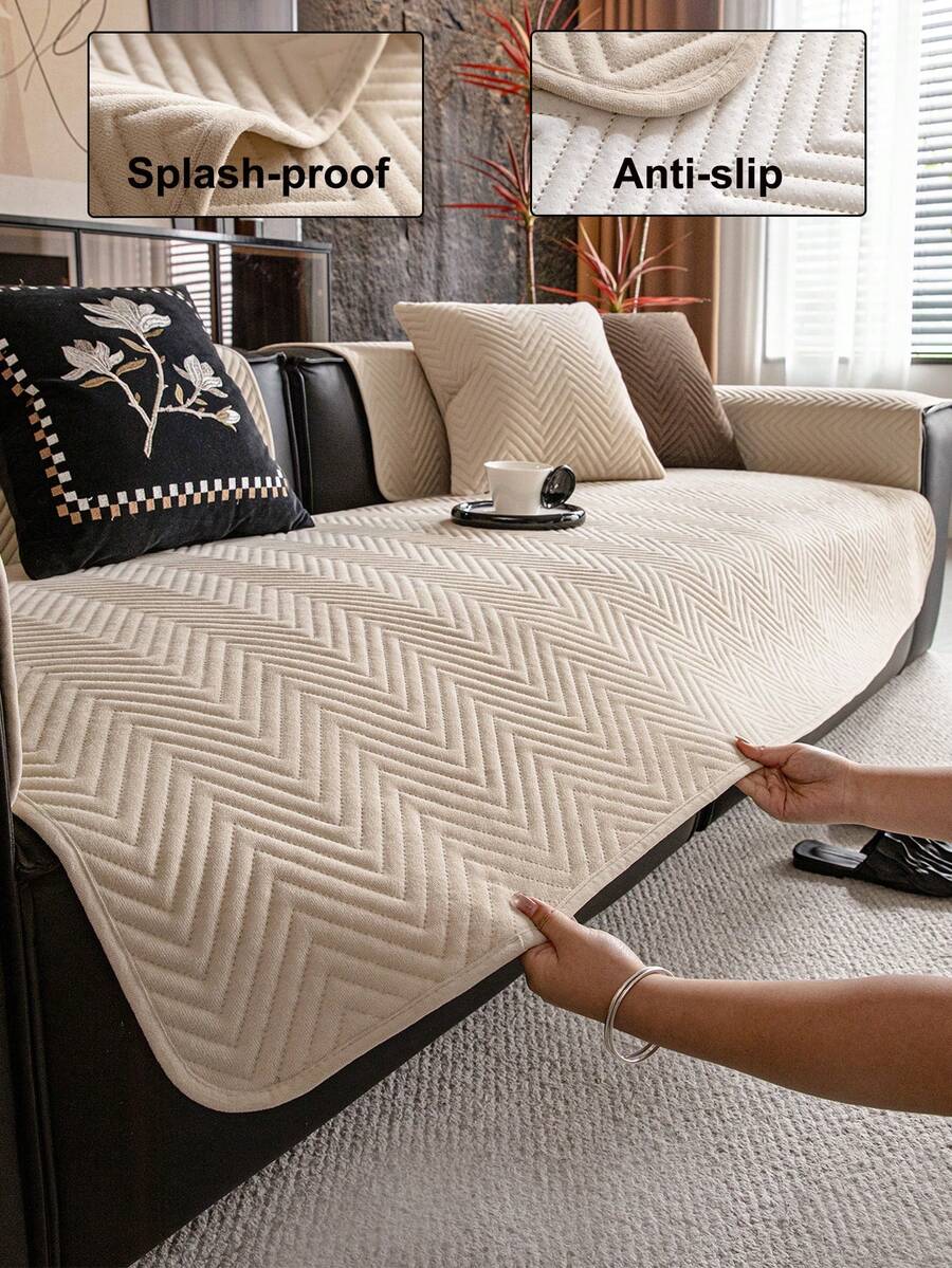 1件防水沙发套，加厚保暖，适合秋冬季节，柔软亲肤，可机洗，宠物友好，防污耐用，四季皆宜，节日装饰家具保护套，适用于1/2/3/4座沙发扶手靠背。 - 卡其色 - 查看 1