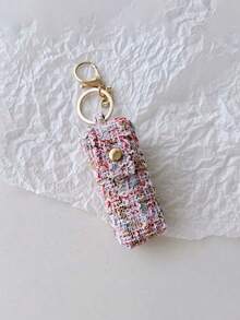 1pc Women's Plaid Lipstick Case, Lipstick Storage Box, Pendant Keychain Bag Charm, Elegant Cosmetic Storage Set, Makeup Travel Organizer Bag, Perfect Gift For Women, Suitable For Daily Use, Mother's Day Gift, Gift For Loved Ones - Multicolor - View 3